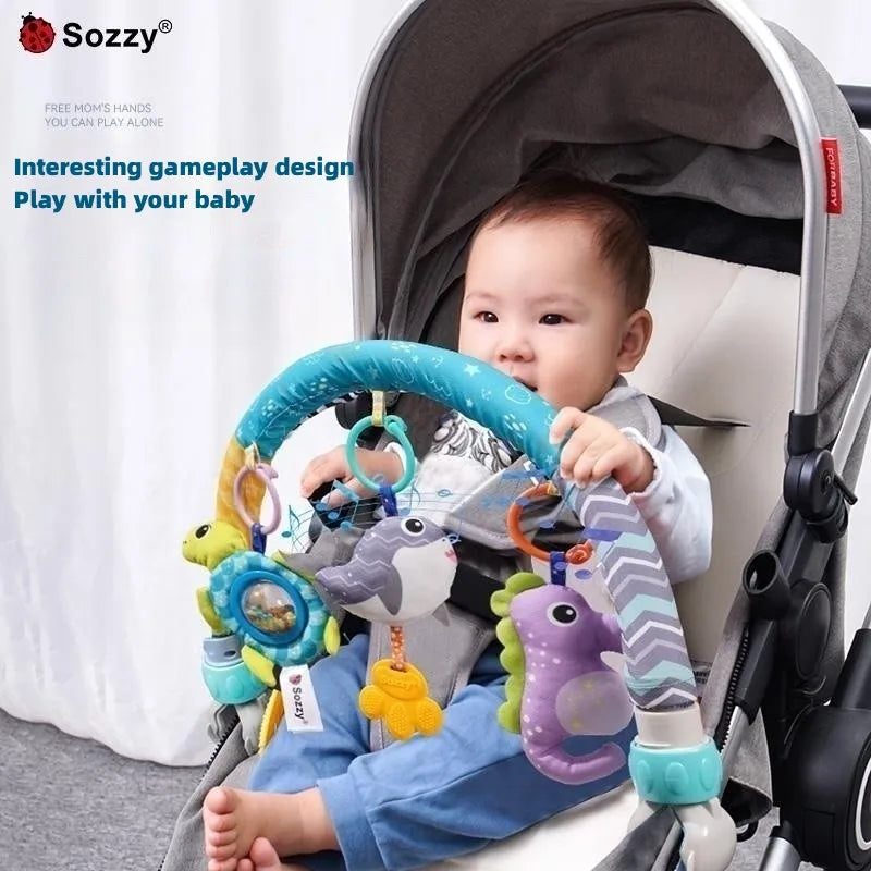 Custom Sea Animal Detachable Adjustable Activity Pram Stroller Musical Toys Baby Arch Toy for Crib