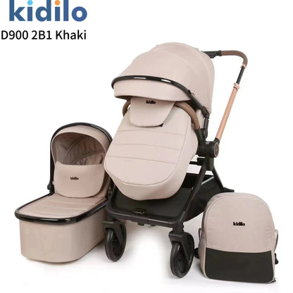 Kidilo Baby Stroller Multiple Luxury Travel Folding Wagon Baby Stroller 2 in 1 with Car Seat Set for Babies Wholesale D900 2B1