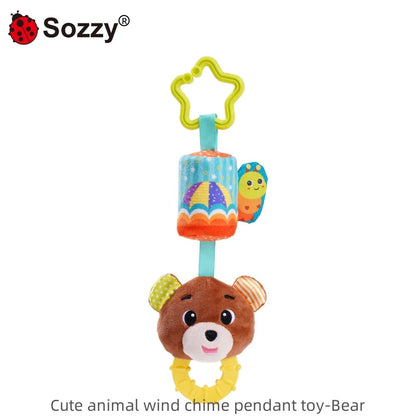 Custom Baby Soft Rattle Soothing Sensory Hanging Plush Animal Toy Car Seat Wind Chime Toy for Stroller Crib
