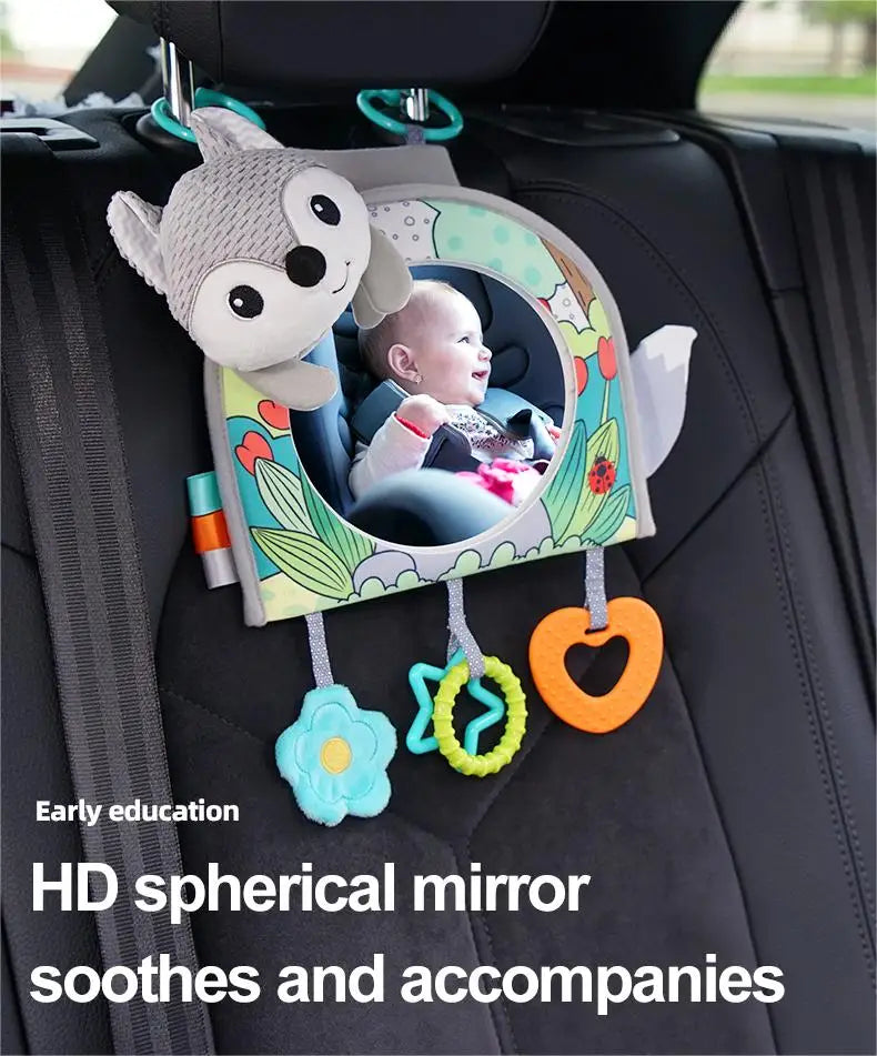 Jollybaby 2025 Fox Sensory Activity Toy Set Soft Baby Carseat/Crib Hanging Toy Floor Tummy Time Mirror Travel Activity Toys