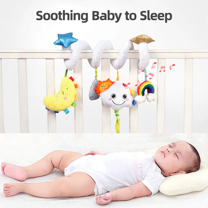 Jollybaby 2025 New Baby Activity Carseat Stroller Musical Hanging Toy Soft Stuffed Spiral Crib Toys