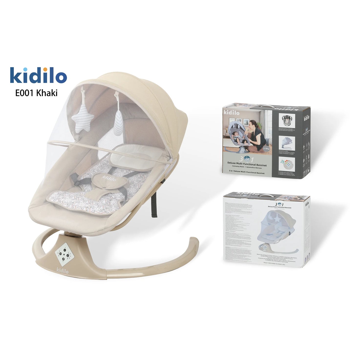 6-36 Months Baby Electric Swing Rocking Chair Foldable Non-Toxic Swing Chair with Bouncer Function for Toddler Sleep Indoor E001