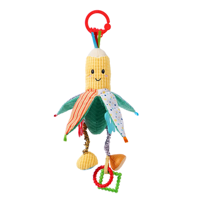 OEM ODM Soft Stuffed Baby Walker Trolley Toys Banana Corn Soothing Hanging Plush Toys