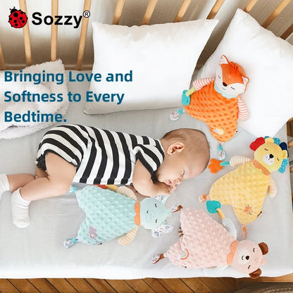Wholesale Soft Stuffed lion Elephant fox Animal Plush Baby Security Blanket Comforter for Newborn Infant