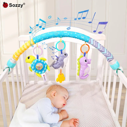 Custom Sea Animal Detachable Adjustable Activity Pram Stroller Musical Toys Baby Arch Toy for Crib