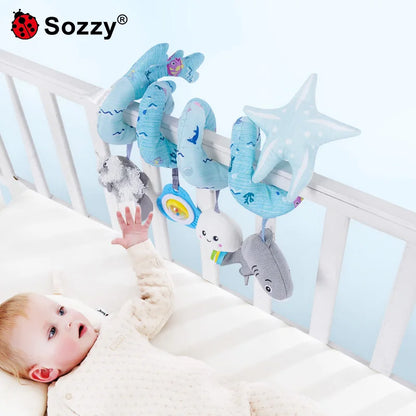 SOZZY Factory OEM Baby Plush Toys Pram Spiral Bed Rattle with Cute Animals Stroller and Travel Activity Toy Unisex SZ Plush Dice