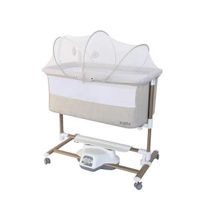 Kidilo Luxury 3-in-1 Convertible Bedside Crib Bed Foldable Modern Newborn Travel Portable Bed Mosquito Net Bedroom TY181