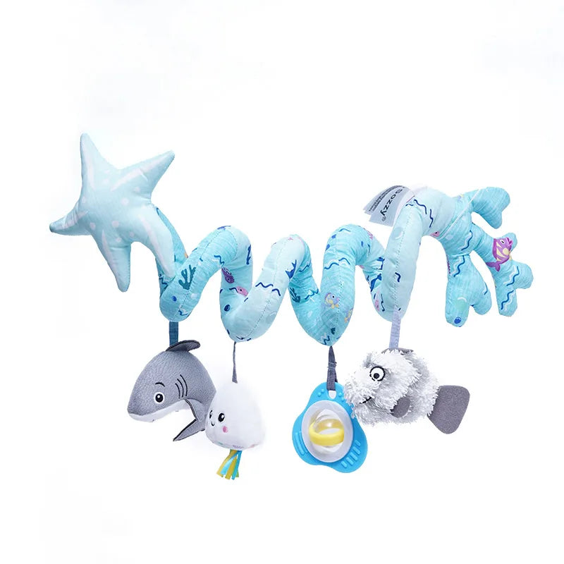 Sozzy Grey Plush Activity Spiral Baby Hangings Custom Logo Soft Musical Toy for Stroller Car Seat Crib