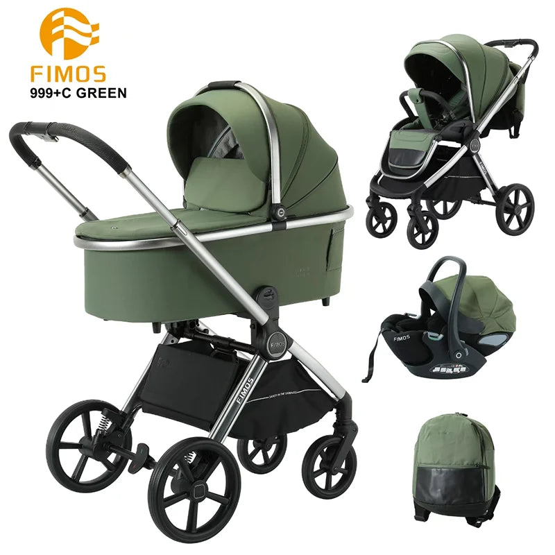 0-3 Years 3 in 1 Kidilo Baby Stroller with Car Seat, Non-Toxic Durable Foldable Travel Stroller for Toddlers Family Trips 999+C