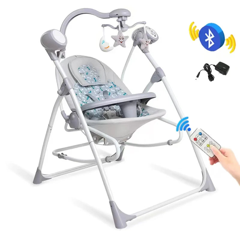 6-36 Months Baby Electric Swing Rocking Chair Foldable Non-Toxic Swing Chair Bouncer Function for Toddler Sleep Indoor SW102