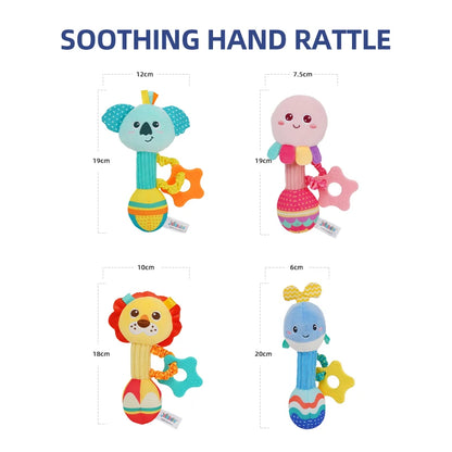Jollybaby Custom New Animal Stuffed Soft Plush Toy Baby Sensory Rattles Baby Sensory Hand Rattle