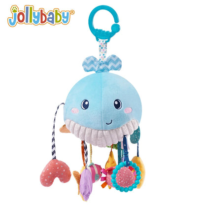 Jollybaby Custom Soft Activity Plush Toy Pull String Musical Sensory Hanging Toys for Toddlers Includes Teether Squeaker Set
