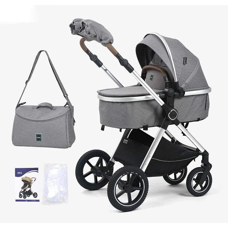 Kidilo 0-3 Years 3 in 1 Baby Stroller with Car Seat Non-Toxic Durable Foldable Travel Stroller for Toddlers Family Trips H2X