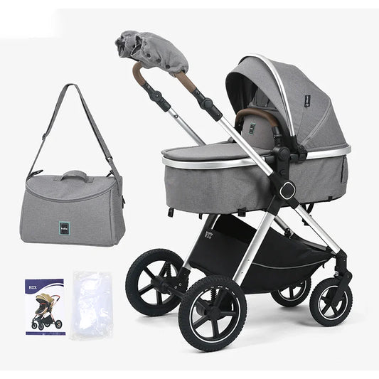 Kidilo 0-3 Years 3 in 1 Baby Stroller with Car Seat Non-Toxic Durable Foldable Travel Stroller for Toddlers Family Trips H2X