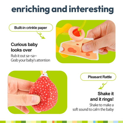Jollybaby Custom Soft Stuffed Sensory Cot Crib Toy Plush Rattle Bed Bell Play Teether for Baby Hanging Toy for Stroller Baby