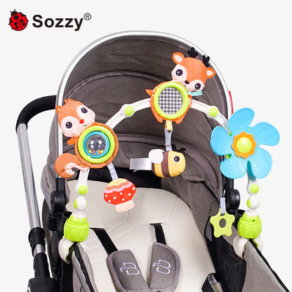 Travel Arch Bassinet Toys for Infant Toddlers Baby Crib Stroller Accessory Pram Activity Bar Toy for Senses and Motor Skill