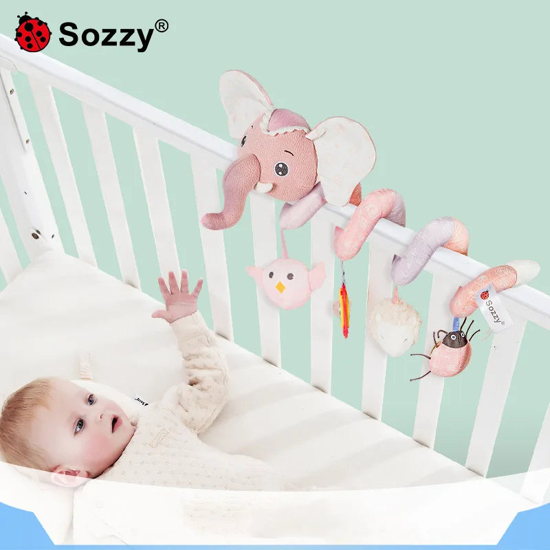 Customized Unisex Soft Elephant Spiral Stroller Toy Reusable PE Baby Bed Toy Bag Crib Mobile Bassinet PP Cotton Universal Plush