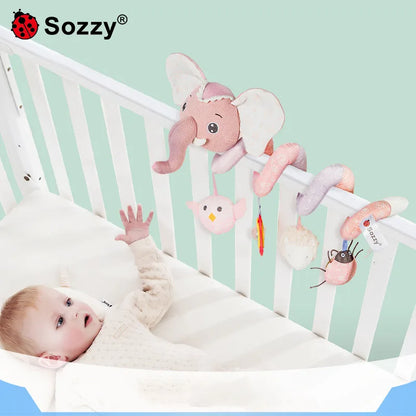 Customized Unisex Soft Elephant Spiral Stroller Toy Reusable PE Baby Bed Toy Bag Crib Mobile Bassinet PP Cotton Universal Plush