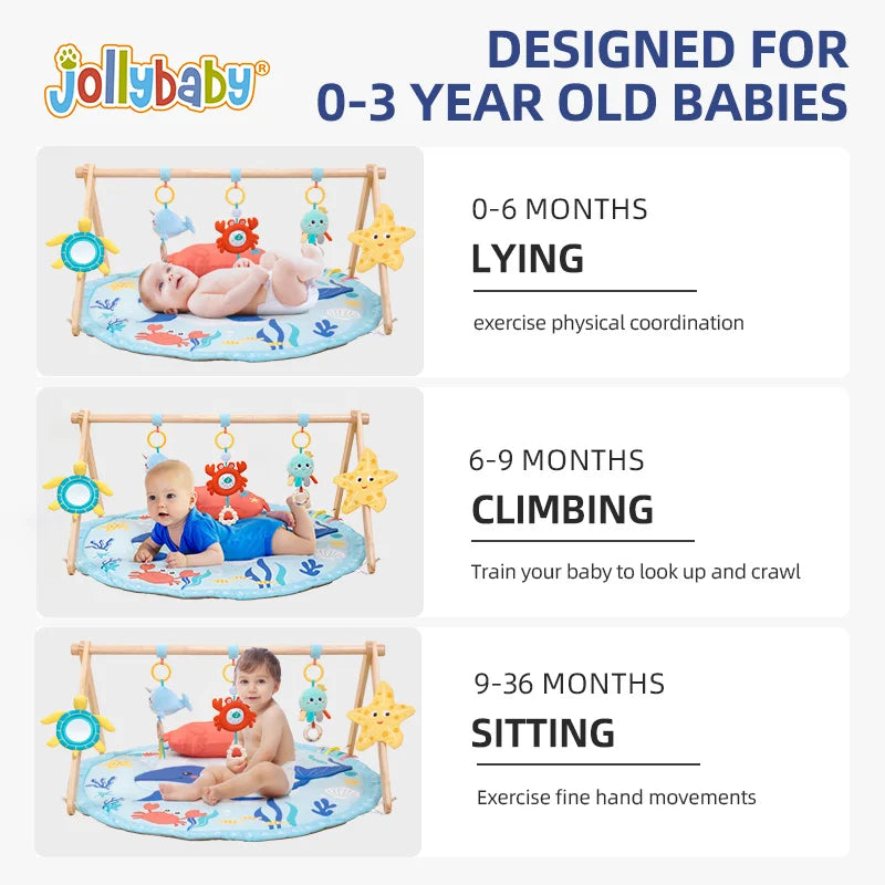 Newborn Infant Essentials Baby Play Gym Activity Mat 5 Detachable Cotton Toys Tummy Time Sensory Development Mat Sports Toy