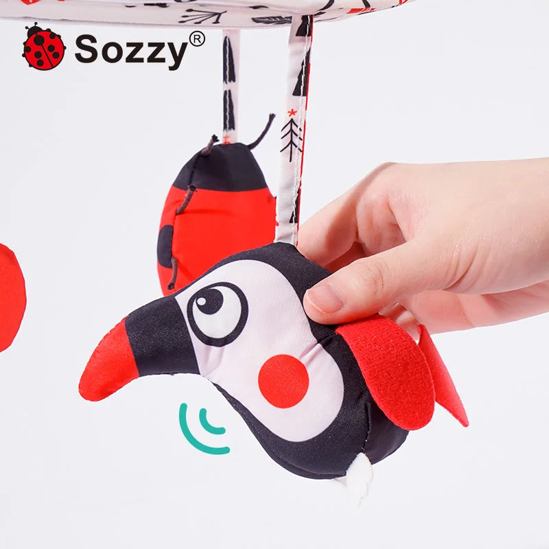 JOLLYBABY Soft Fancy Activity Cube 6-Month Baby Toy with Hanging Bell Early Education Mobiles Gift