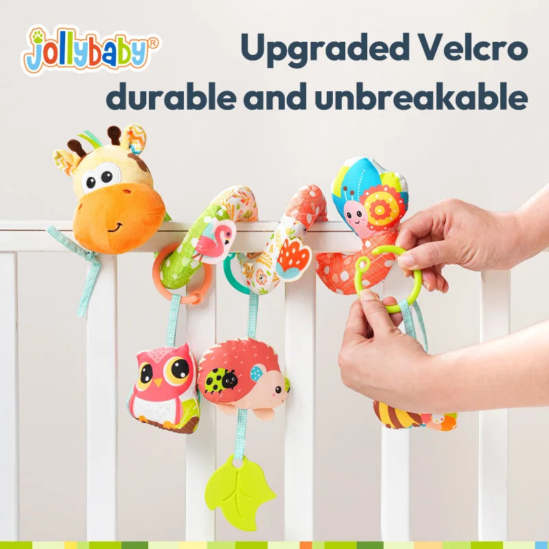 Jollybaby New Kid Plush Bed Rattle Musical Animal Spiral Toy for Baby Stroller Crib Cradle Car Seat-Activity Toy