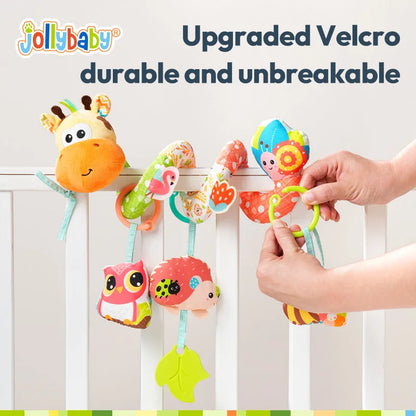 Jollybaby New Kid Plush Bed Rattle Musical Animal Spiral Toy for Baby Stroller Crib Cradle Car Seat-Activity Toy
