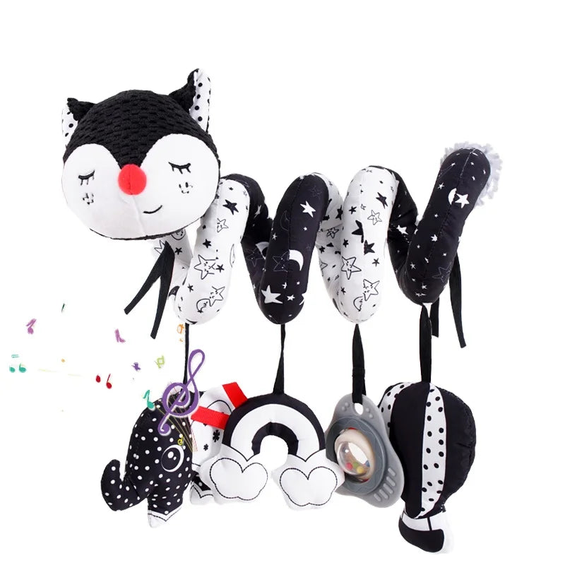 Sozzy Car Seat Manufacturer Soft Animal Fox Soft Animal Plush  Baby High Contrast Activity Stroller Spiral Toys for Bed Crib