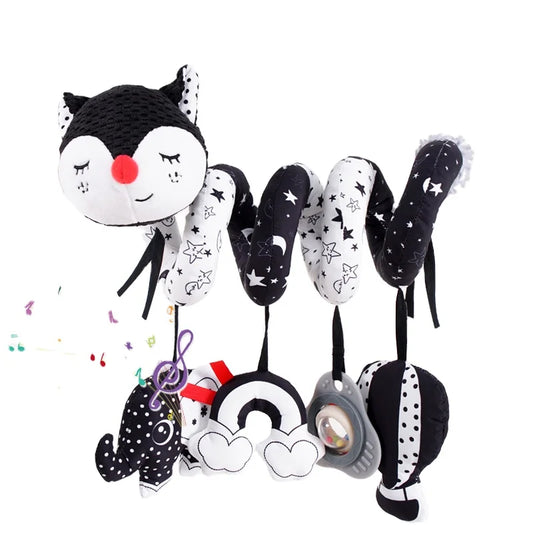Sozzy Car Seat Manufacturer Soft Animal Fox Soft Animal Plush  Baby High Contrast Activity Stroller Spiral Toys for Bed Crib