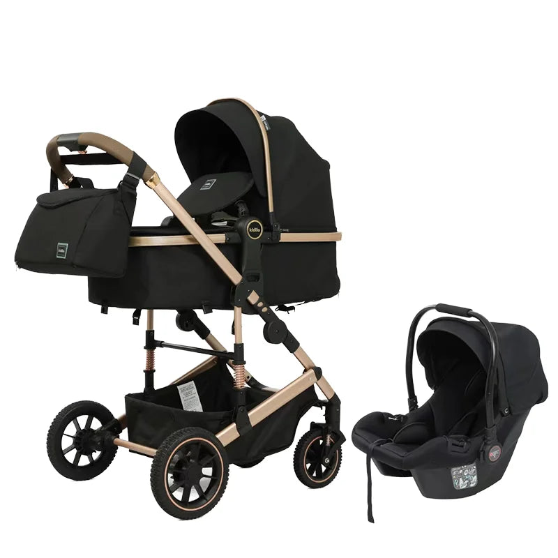 0-3 Years 3 in 1 Kidilo Baby Stroller with Car Seat, Non-Toxic Durable Foldable Travel Stroller for Toddlers Family Trips A10+C