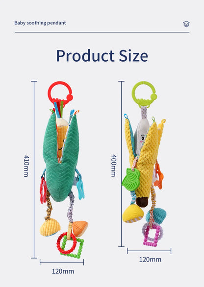 OEM ODM Soft Stuffed Baby Walker Trolley Toys Banana Corn Soothing Hanging Plush Toys