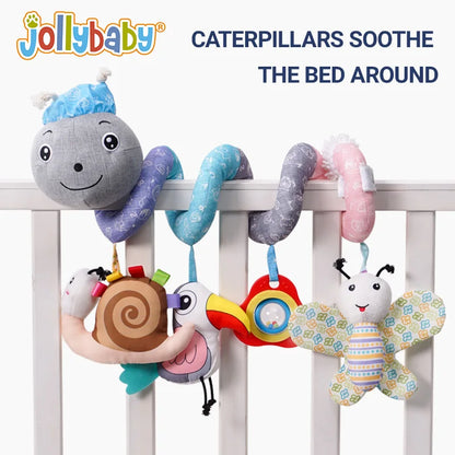Custom logo Baby Pram Crib Activity Infant Stroller Caterpillar Hangings Rattle Toy Spiral Plush Toys