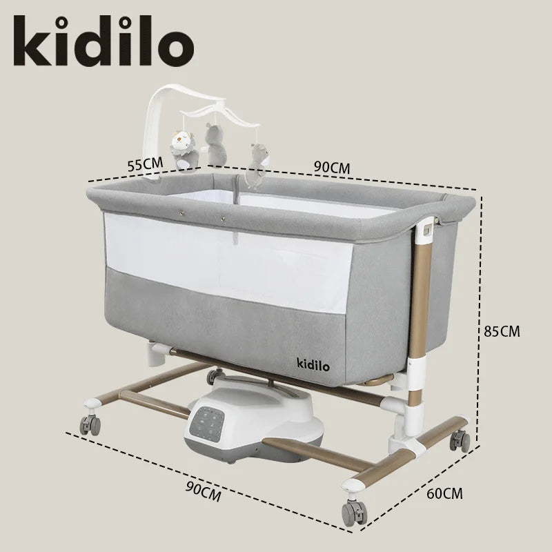 Kidilo Luxury 3-in-1 Convertible Bedside Crib Bed Foldable Modern Newborn Travel Portable Bed Mosquito Net Bedroom TY181