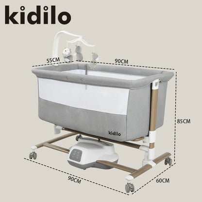 Kidilo Luxury 3-in-1 Convertible Bedside Crib Bed Foldable Modern Newborn Travel Portable Bed Mosquito Net Bedroom TY181