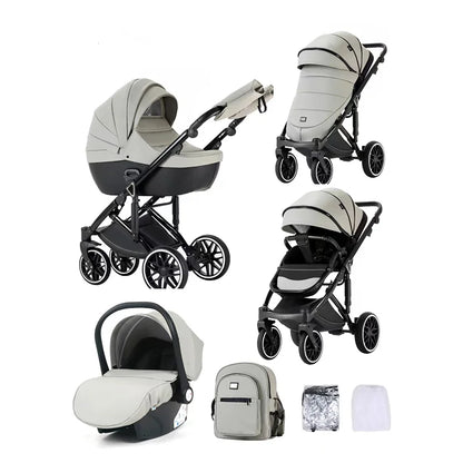 Kidilo 0-3 Years 3 in 1 Baby Stroller with Car Seat Non-Toxic Durable Foldable Travel Stroller for Toddlers Family Trips F2+C