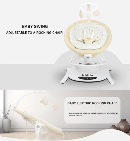 6-36 Months Baby Electric Swing Rocking Chair Foldable Non-Toxic Swing Chair with Bouncer Function for Toddler Sleep Indoor TY01