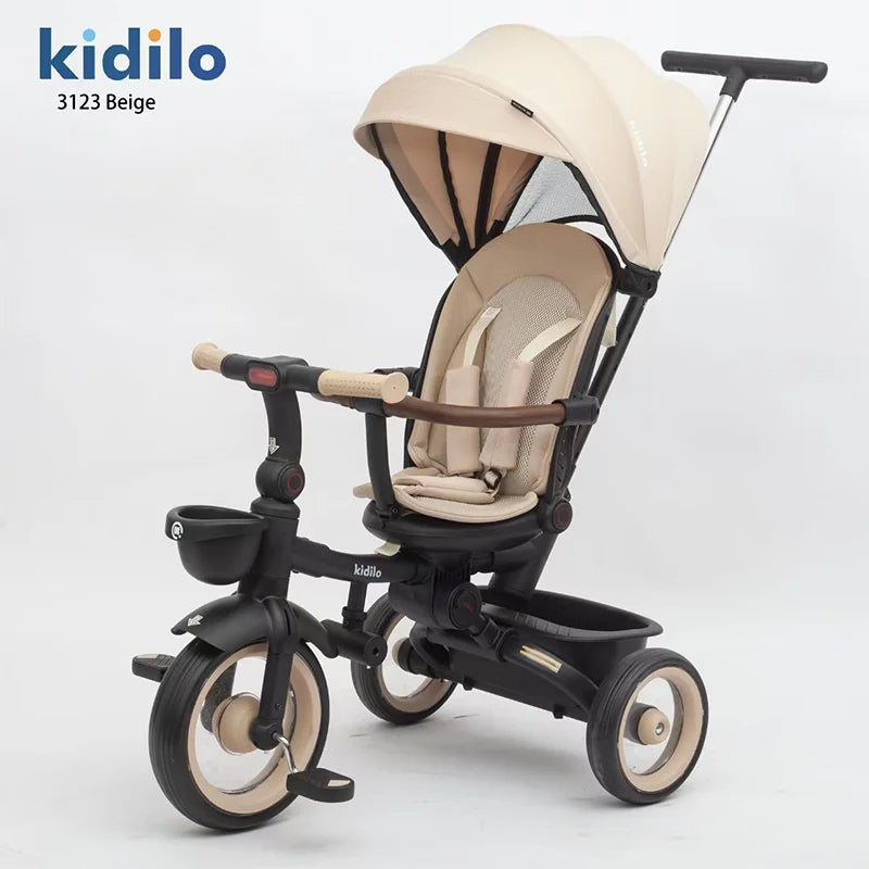 Kidilo Baby Strollers 6 Months-3 Years 3-in-1 Ride-On Push Tricycle Stroller with Push Handle for Toddler Outdoor Wholesale 3123