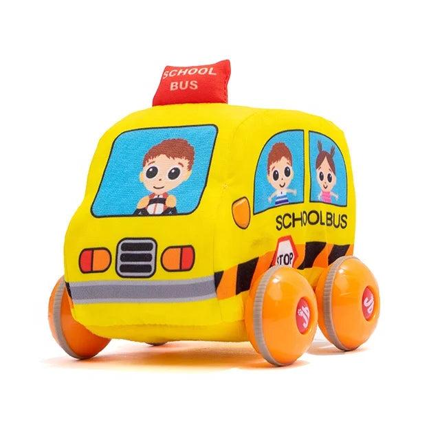 Jollybaby Police Cars Baby Mini Toy Soft Vehicles Pull-Back Racing Baby Plush Stuffed Car Toys for Children Kids