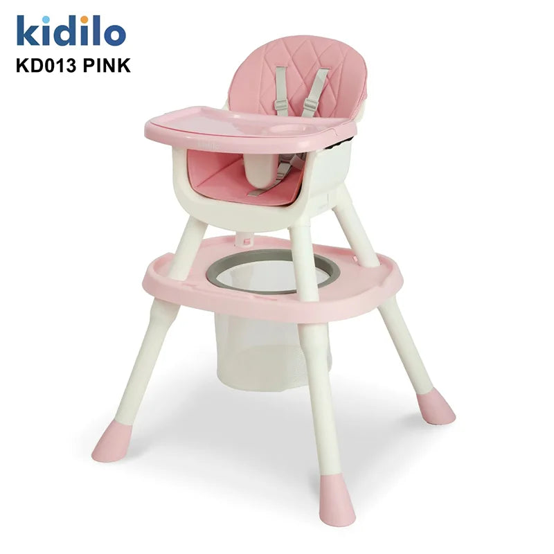6-36 Months 3 in 1 Foldable Kidilo Baby High Chair, Non-Toxic Feeding Chair for Toddler Dining at Home & Small Space KD013