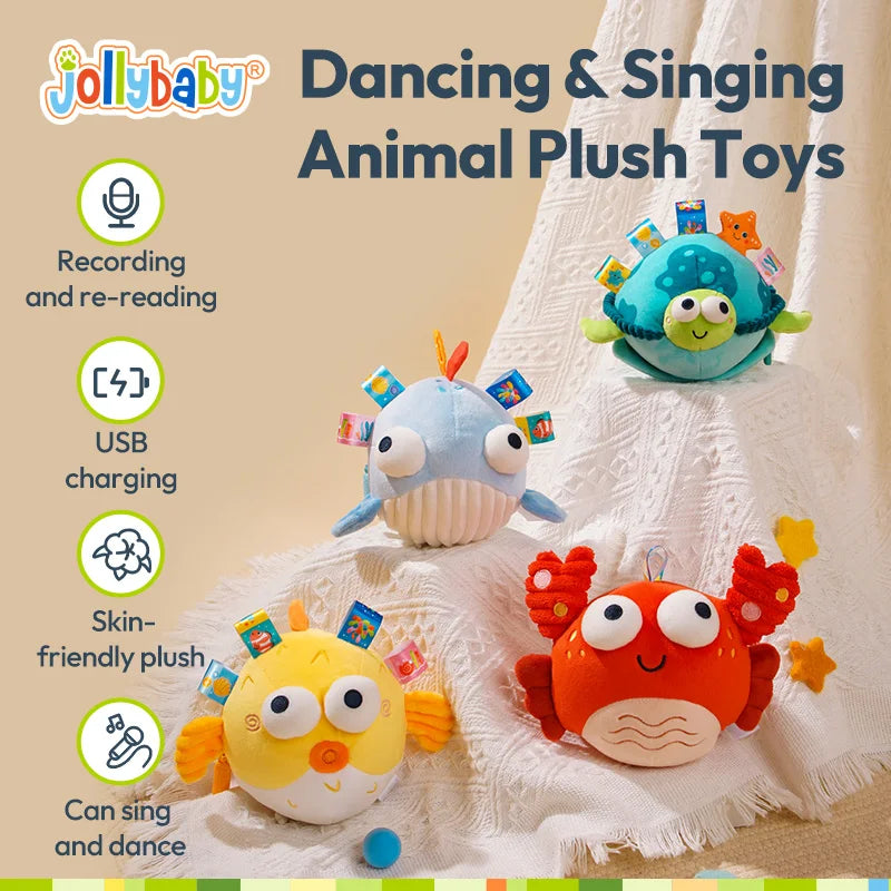 Manufacturer Electronic Dancing Jumping Singing Soft Plush Animal Crab Music Baby Stuffed Tummy Time Toy