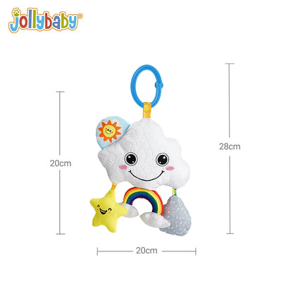 Jollybaby 2025 Unisex White 17*27cm Soft Plush Cloud Moon Hanging Rattle Baby Pull String Musical Stuffed Animal Toy PP Cotton
