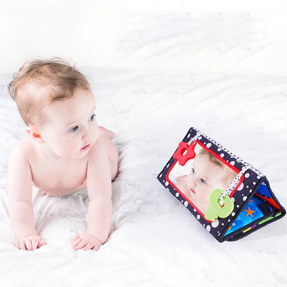 Sozzy Baby Sensory Educational Red Black White Contrast Toy Crinkle Fabric  Teethers Baby Tummy Time Mirror Toy