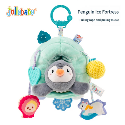 Jollybaby New Baby Bed Toy Cotton Stuffed Elephant Hanging Plush Activity Teether Rattle Bungee Cord Pull for Stroller Teething