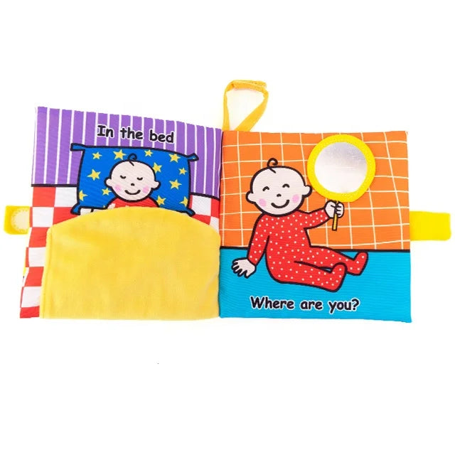 Jollybaby Fribic Activity Cloth Books Unisex Learning Toys Natural Preschool Baby Educational Soft Sensory Crinkle Peek a Baby