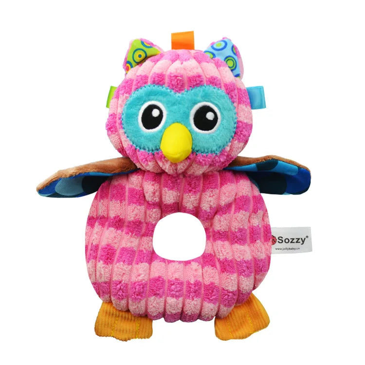 Jollybaby Bpa Free Custom Newborn Plush Baby Stuffed Animals Sensory Hand Rattle Toys for Infant Baby