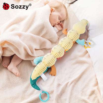 Sensory Animal Rattles Plush Tummy Time Toys Ruler Crinkle Toys Soothing crocodile Dolls with Music