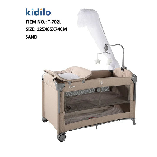 Kidilo Newborn Foldable Travel Play Baby Portable Convertible Bedside Crib Bed 3 in 1 Luxury Set Mosquito Net for Babies T-702L
