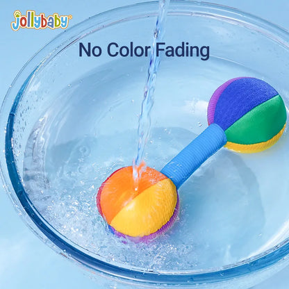 Jollybaby Custom Wholesale Soft Baby Hand Rattles Early Educational Dumbbell Hands Shake Ring Bell for 0-24 Months