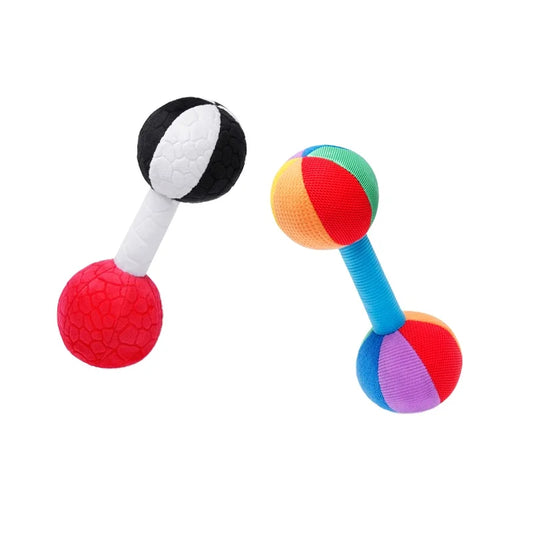 Jollybaby Custom Wholesale Soft Baby Hand Rattles Early Educational Dumbbell Hands Shake Ring Bell for 0-24 Months