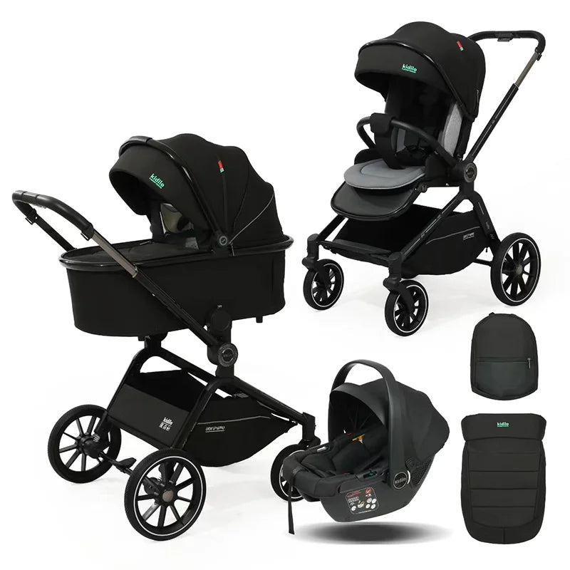 0-3 Years 3 in 1 Kidilo Baby Stroller with Car Seat, Non-Toxic Durable Foldable Travel Stroller for Toddlers Family Trips S-008L