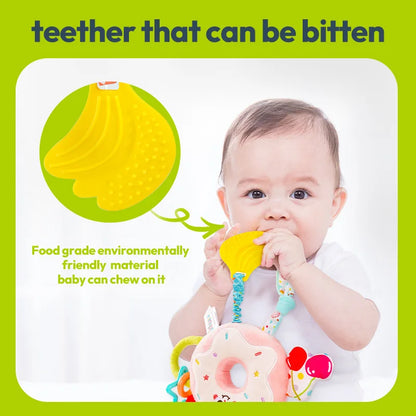 Jollybaby Custom Soft Stuffed Sensory Cot Crib Toy Plush Rattle Bed Bell Play Teether for Baby Hanging Toy for Stroller Baby